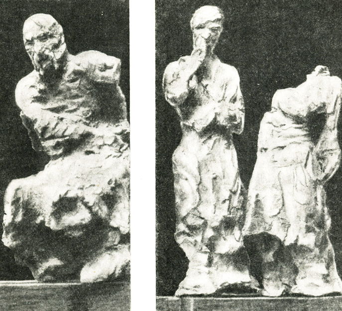 Фигуры из глины, выполненные Репиным для компоновки картины 'Запорожцы'